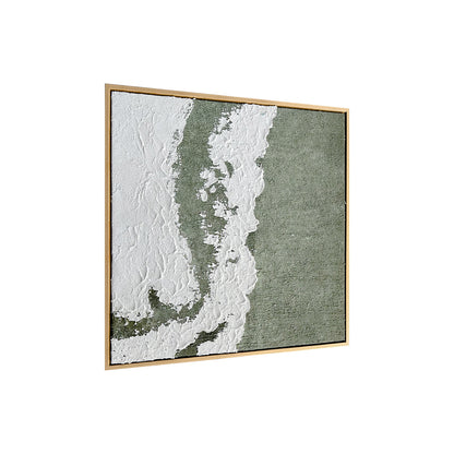 Right Angled view of Serene Modern Abstract Textured Canvas, emphasizing the depth created by its 3D texture, the lightweight polystyrene frame, and strong pine inner frame.