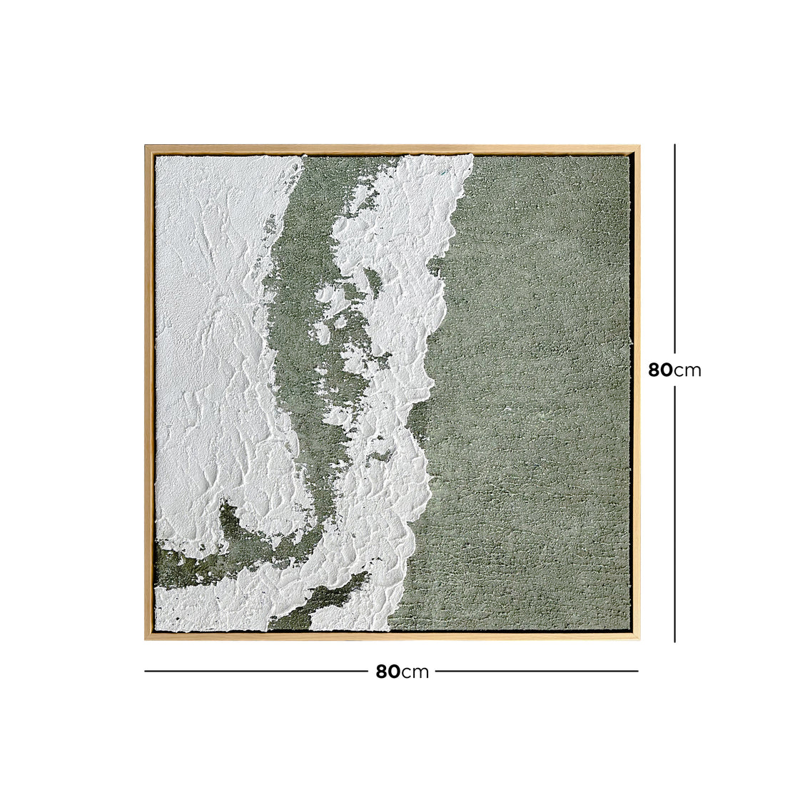 Dimensions of Serene Modern Abstract Textured Wall Art: 80x80cm, illustrating its square size, ideal for adding a serene and modern touch to compact areas or gallery walls.
