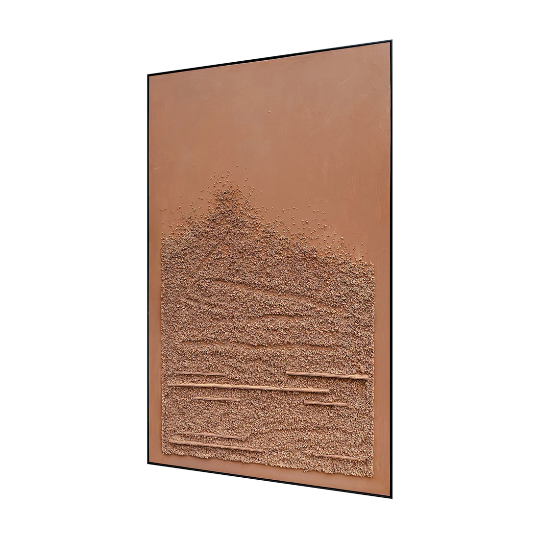 Left Angled view of Sol Textured Framed Canvas, emphasizing the depth of its 3D textured surface, the lightweight polystyrene frame, and sturdy pine inner frame.