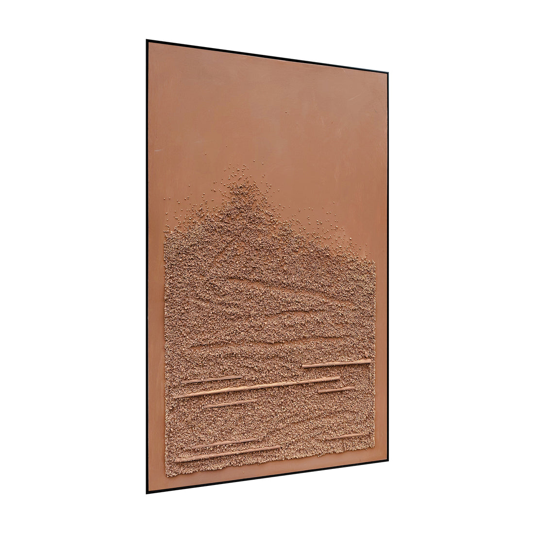 Right Angled view of Sol Textured Framed Canvas, emphasizing the depth of its 3D textured surface, the lightweight polystyrene frame, and sturdy pine inner frame.