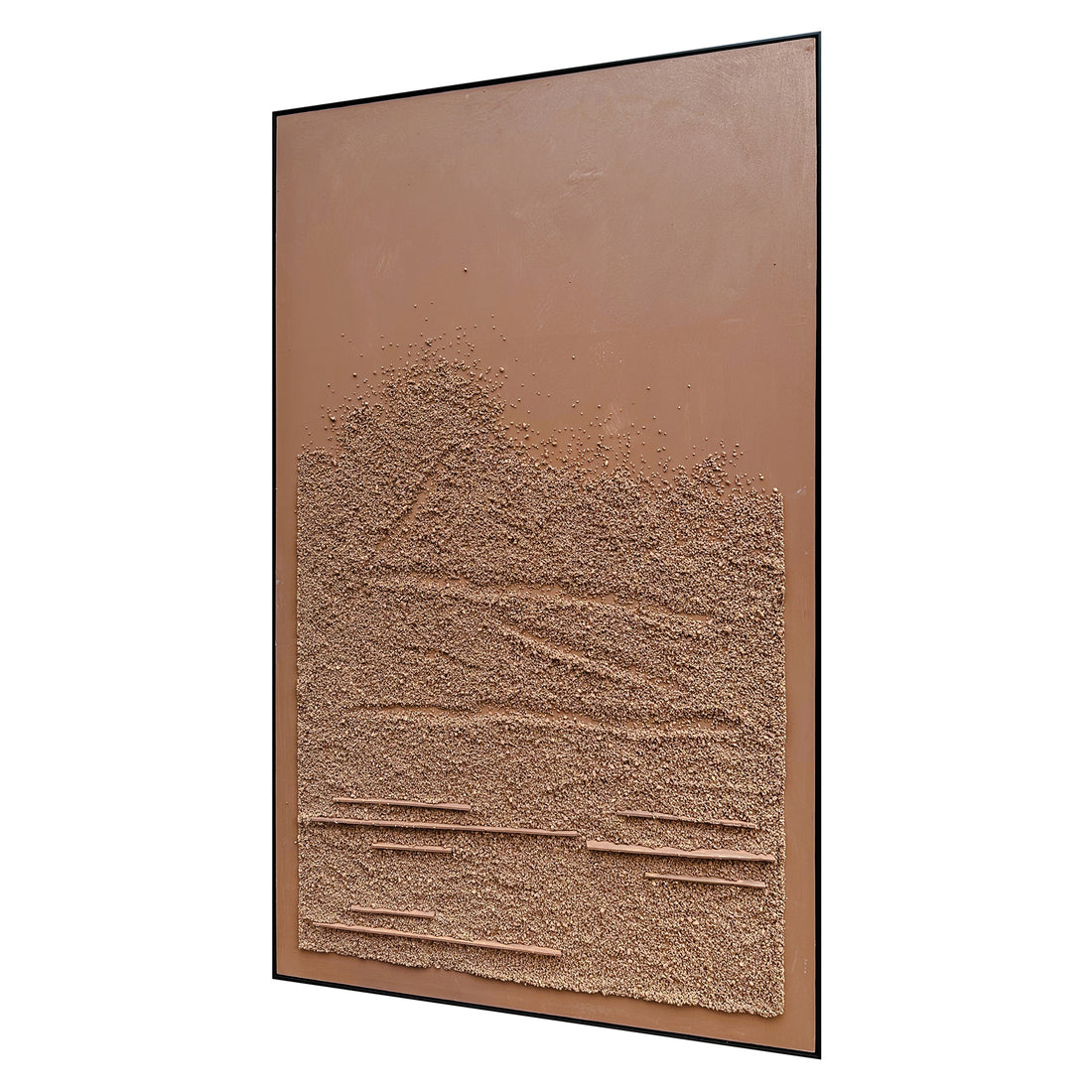 Left Angled view of Sol Textured Framed Canvas, emphasizing the depth of its 3D textured surface, the lightweight polystyrene frame, and sturdy pine inner frame.