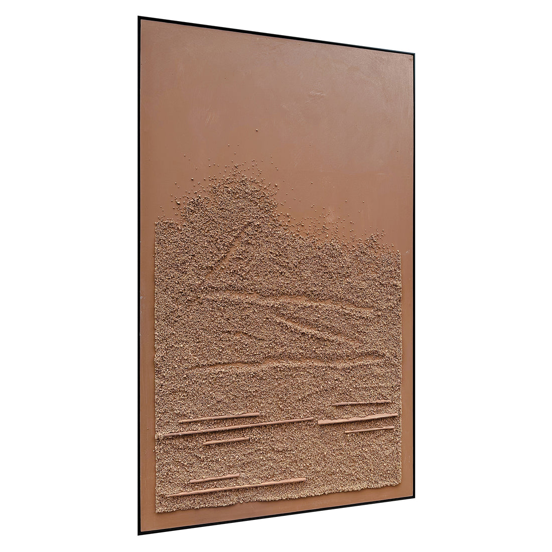 Right Angled view of Sol Textured Framed Canvas, emphasizing the depth of its 3D textured surface, the lightweight polystyrene frame, and sturdy pine inner frame.