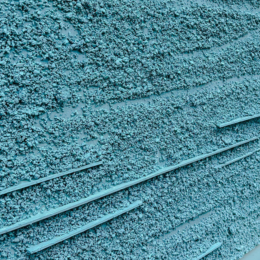 Close-up of Solace Textured Paint Framed Canvas, highlighting the intricate coarse, rocky 3D texture, hand-painted details, and premium fabric paint on cotton canvas.