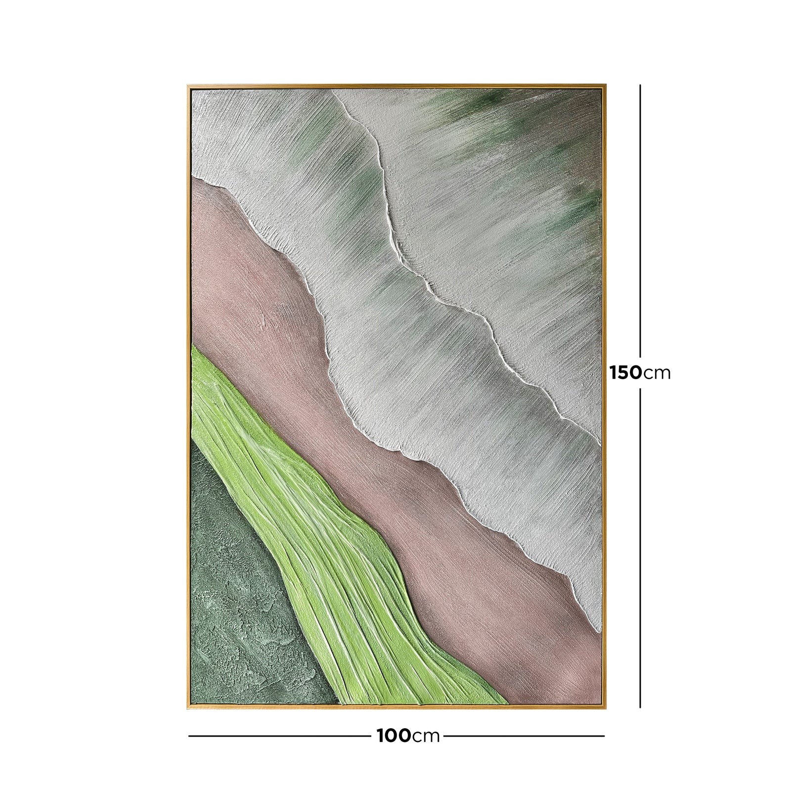 Sweeney Modern Framed Textured Canvas Wall Art with dimensions of 100x150cm, with a 4cm depth, for accurate space planning.