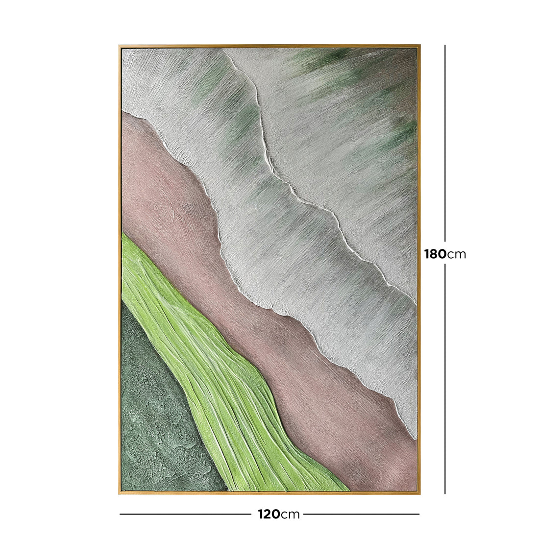 Sweeney Modern Framed Textured Canvas Wall Art with dimensions of 120x180cm, with a 4cm depth, for accurate space planning.