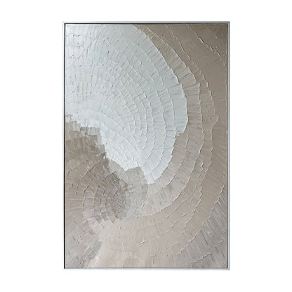 Front view of Zendaya Modern Textured Hanging Canvas, featuring a striking 3D textured geometric design with a neutral palette and hand-painted gel finish.