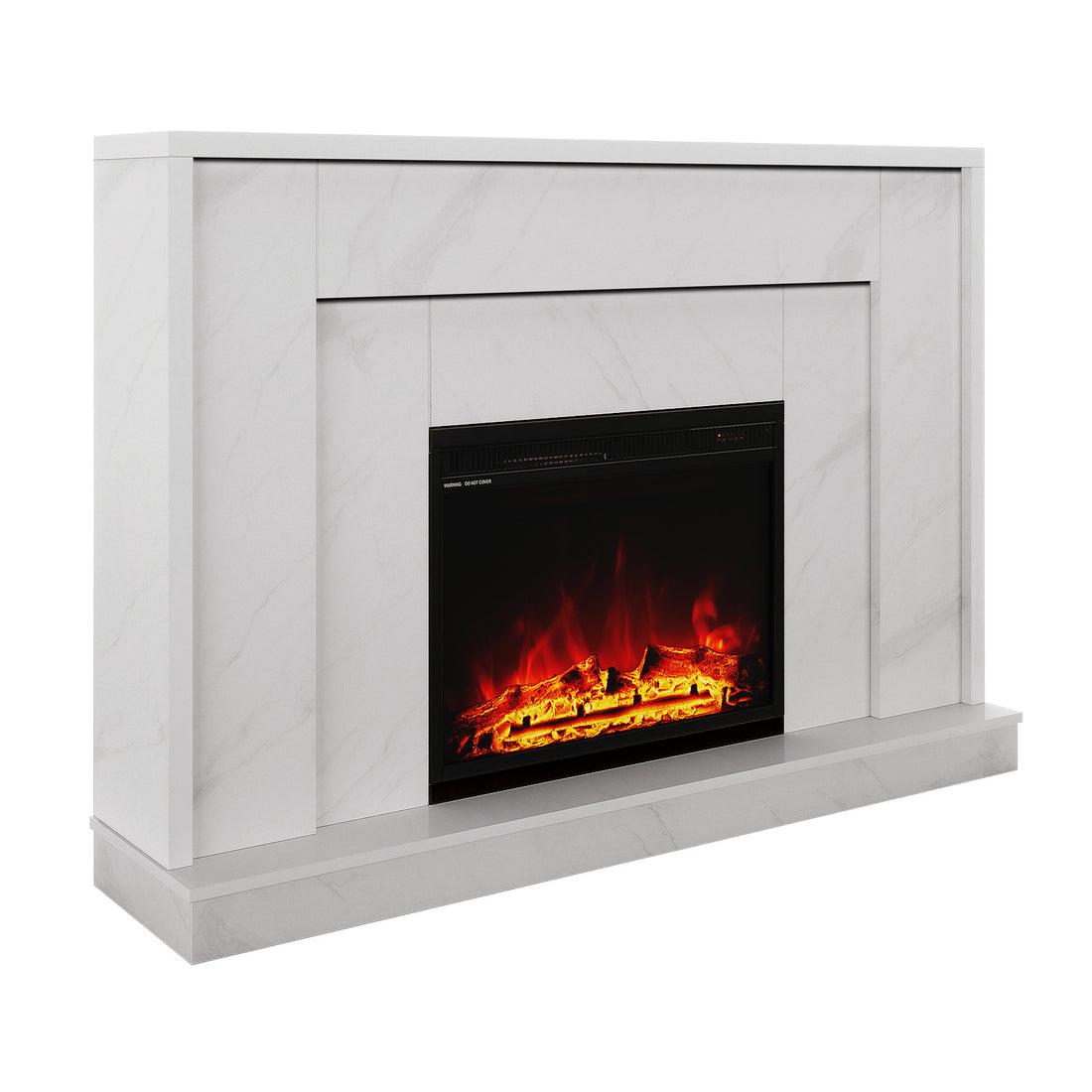 Angle View of Armidale 132cm 1600W Electric Fireplace with Mantel White Marble
