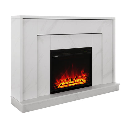 Angle View of Armidale 132cm 1600W Electric Fireplace with Mantel White Marble