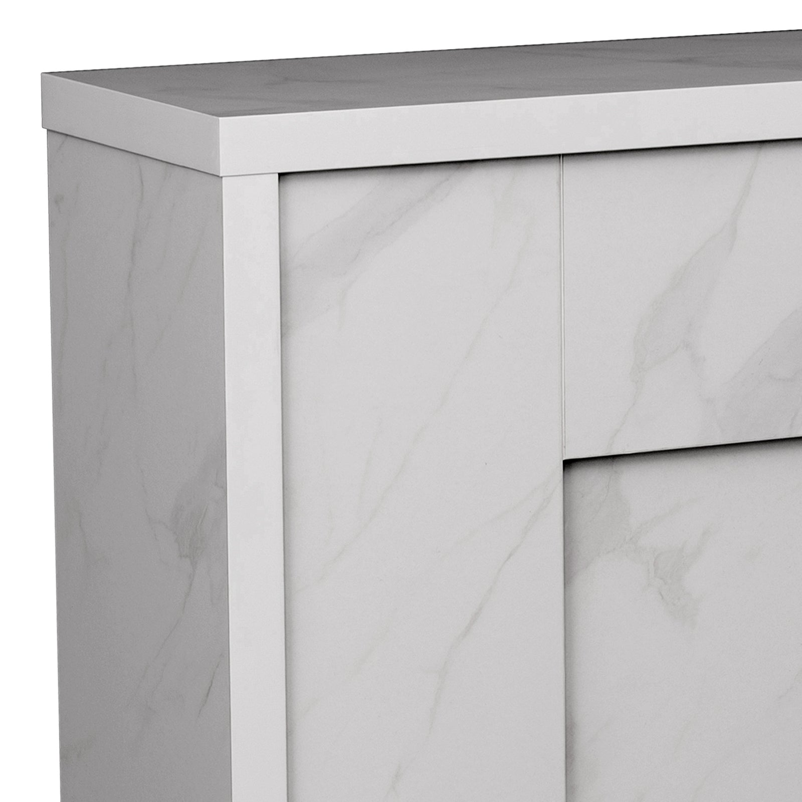 Close up View of Armidale 132cm 1600W Electric Fireplace with Mantel White Marble