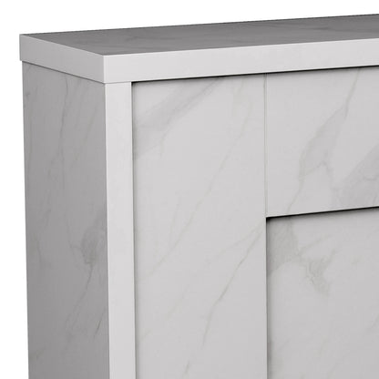 Close up View of Armidale 132cm 1600W Electric Fireplace with Mantel White Marble