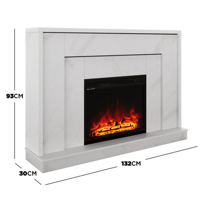 Dimension of Armidale 132cm 1600W Electric Fireplace with Mantel - White Marble