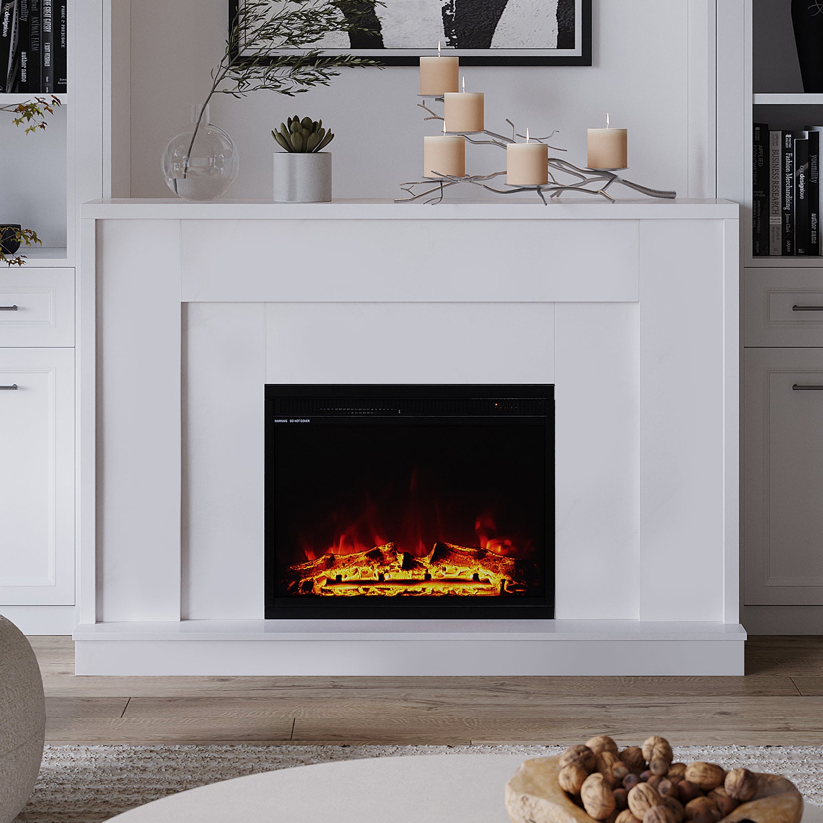 Wood Burning Classic Flame Decorative Electric Fireplace Amantii