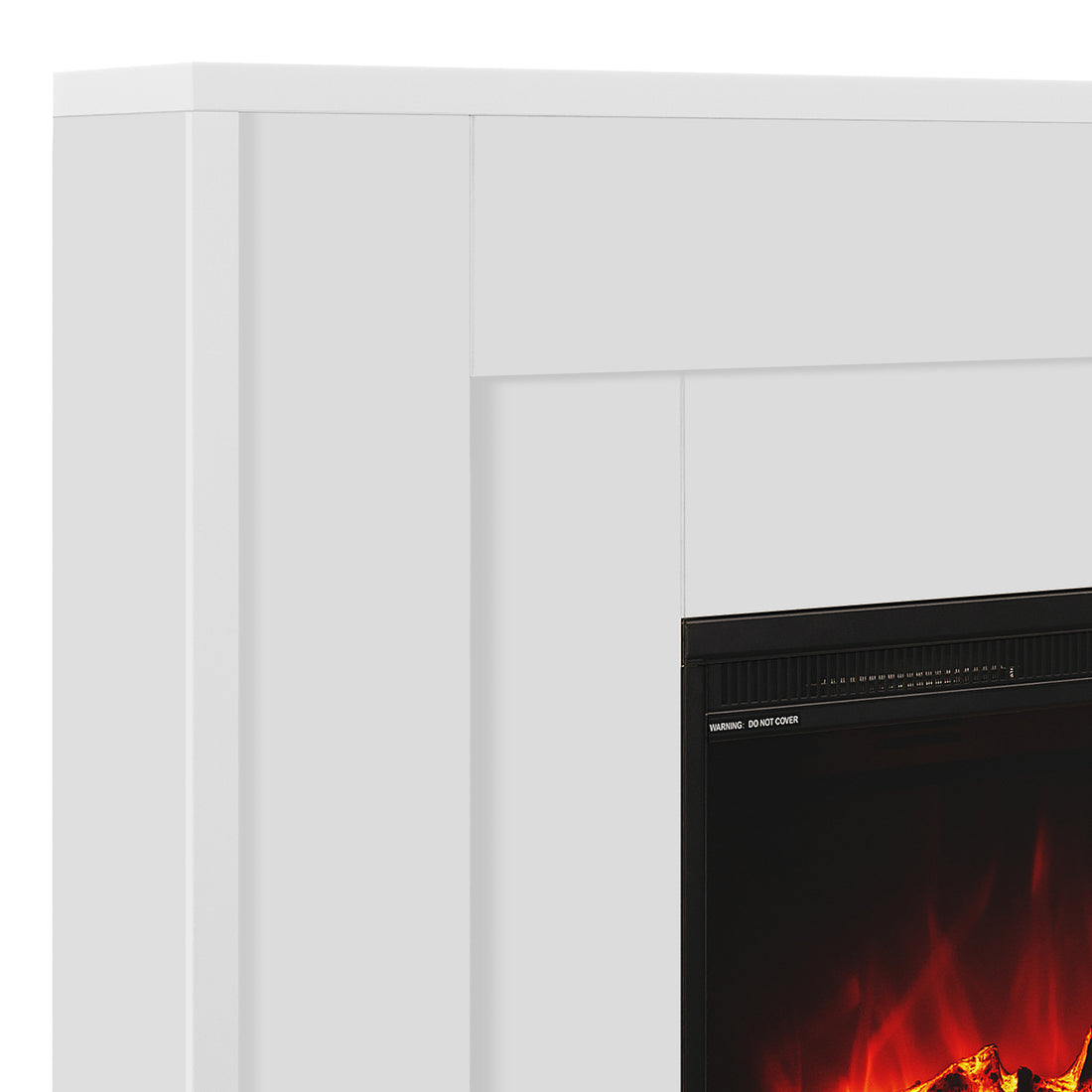 Close up view of Armidale 132cm 1600W Electric Fireplace with Mantel - White