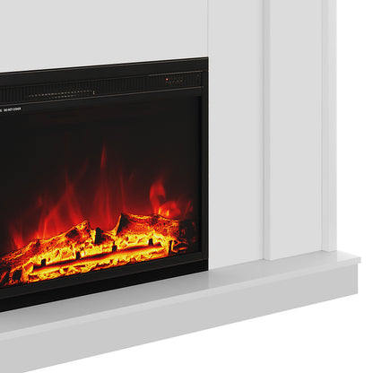 Close up of Armidale 132cm 1600W Electric Fireplace with Mantel - White