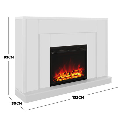 Dimension of Armidale 132cm 1600W Electric Fireplace with Mantel - White