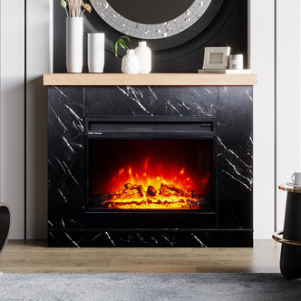 Lifestyle image of Awaba Electric Fireplace 1950W with LED Flame and Timer - Black Marble - Lifestyle