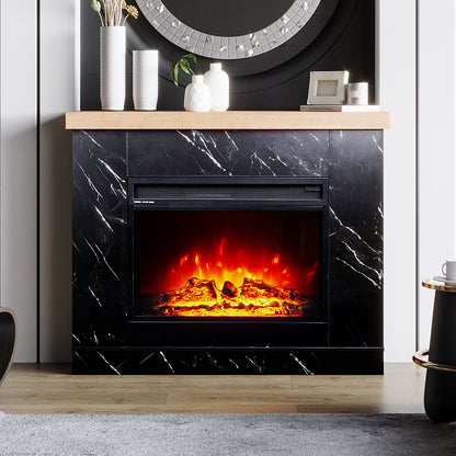 Lifestyle image of Awaba Electric Fireplace 1950W with LED Flame and Timer - Black Marble - Lifestyle
