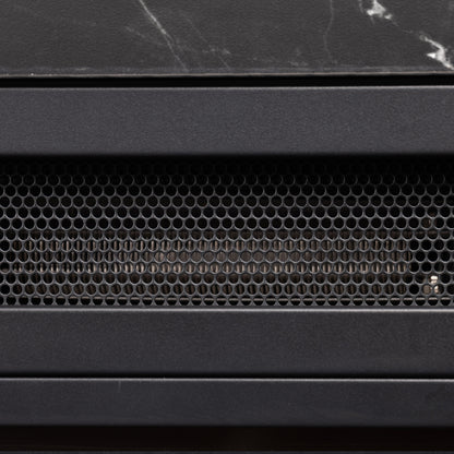 A close-up image showing the back panel Awaba Electric Fireplace 1950W with LED Flame and Timer - Black Marble