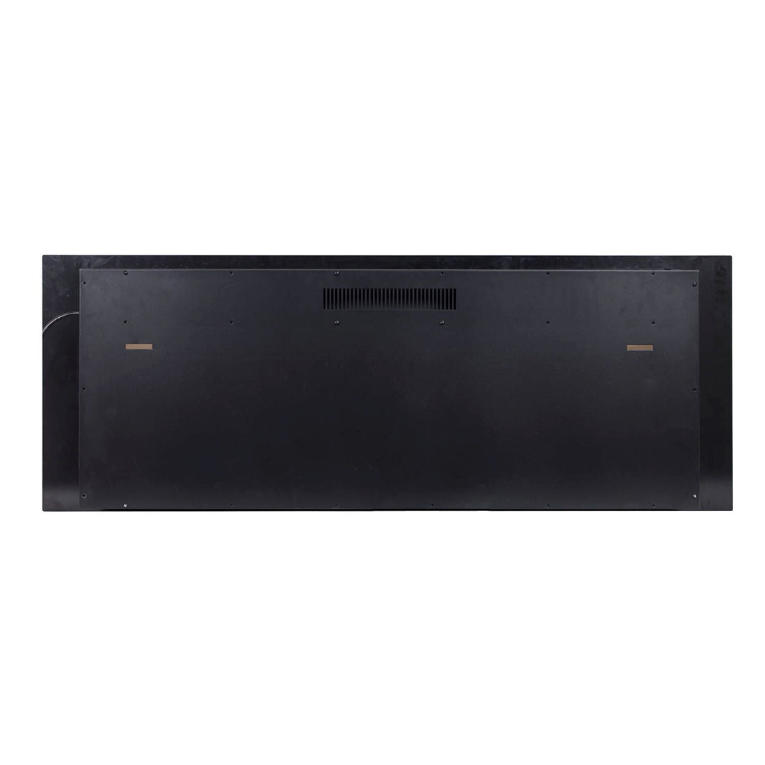 Dakota 60 Wall Mounted 1500W Electric Fireplace Heater, featuring a sleek black metal back with ventilation grille, key-hole mounting slots, and a power/data cable on the left side.