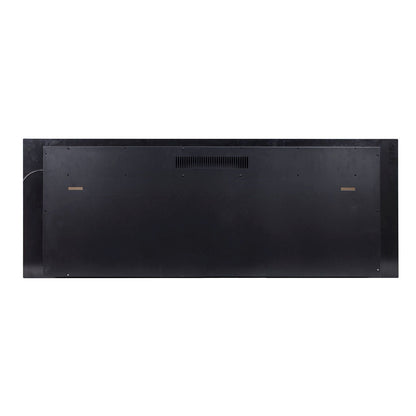 Dakota 60 Wall Mounted 1500W Electric Fireplace Heater, featuring a sleek black metal back with ventilation grille, key-hole mounting slots, and a power/data cable on the left side.