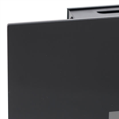 Dakota 60 Wall Mounted 1500W Electric Fireplace Heater Black, featuring a sleek, plain black rectangular metal panel, epitomizing minimalist design for modern interior integration.