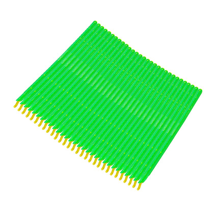 A large array of slim, green plastic micro-applicator brushes with yellow tips, highlighting the 30pcs Reusable Sealing Clips - Green, designed for precise liquid or adhesive application.