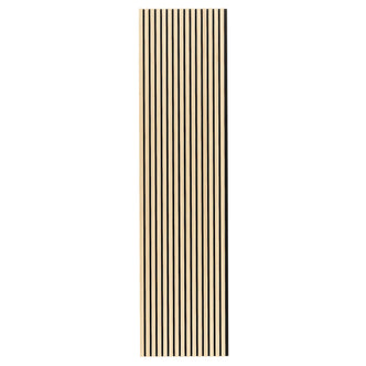 Close-up of Agoran 240cm Acoustic Wood Slat Wall Panel Oak, highlighting the sleek timber veneer slats and precise gaps, showcasing the panel’s modern design and functionality for noise reduction.