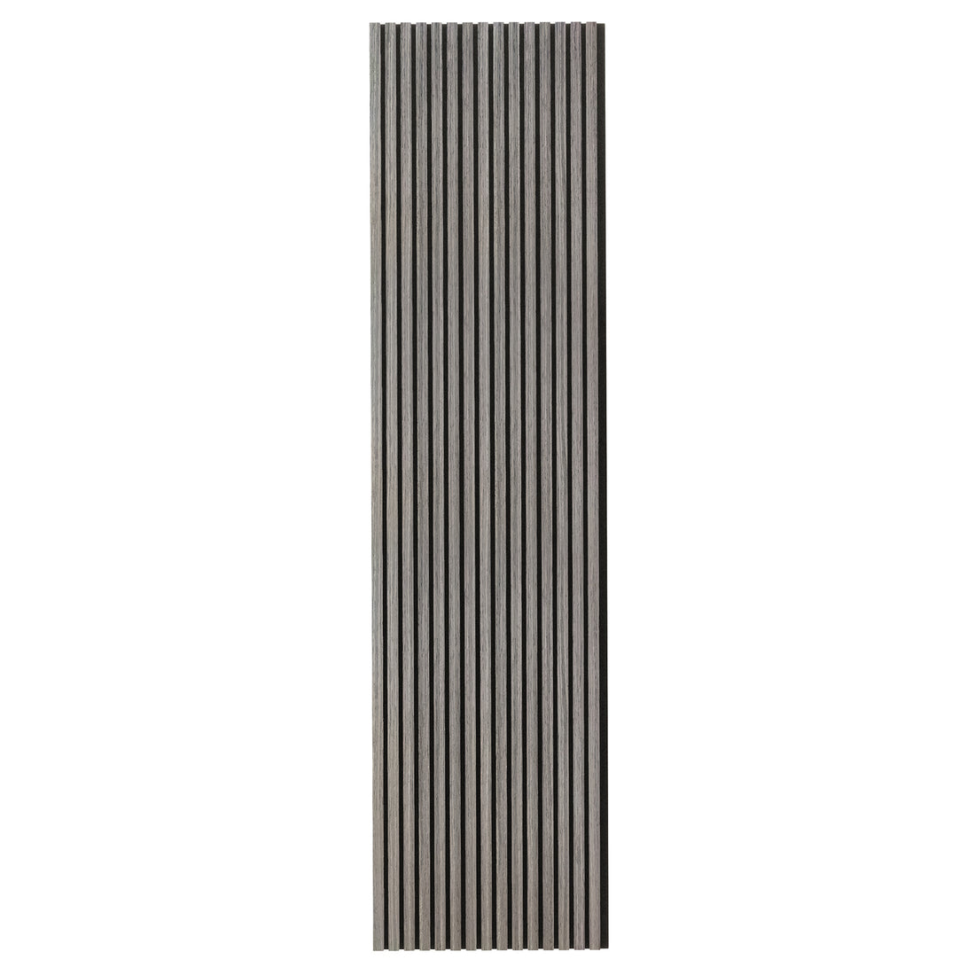 Close-up of Agoran 240cm Acoustic Wood Slat Wall Panel - Set of 2 Grey Oak, showcasing its sleek, rectangular design with engineered wood slats, emphasizing its modern aesthetic and acoustic functionality.