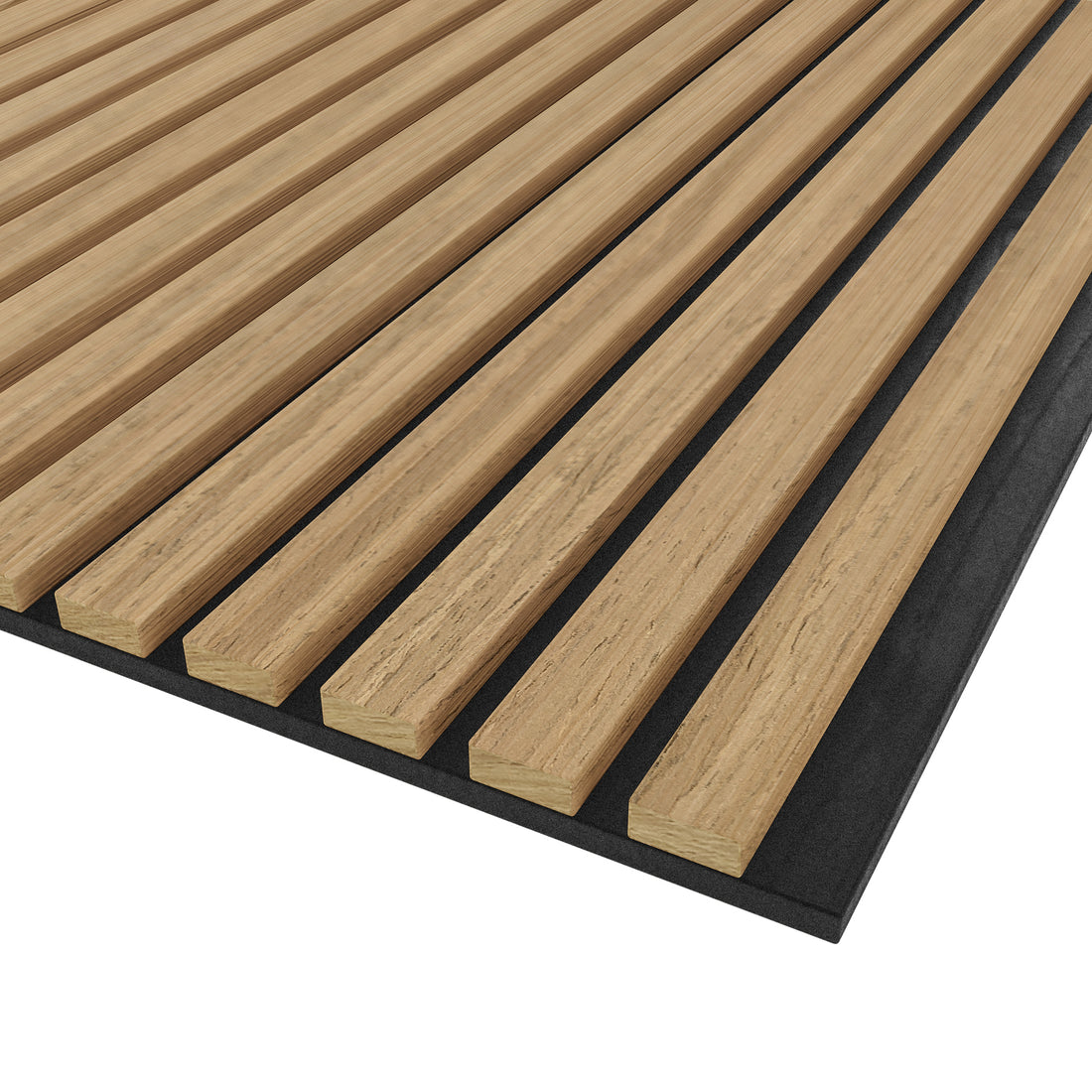 Agoran 240cm Acoustic Wood Slat Wall Panel - Set of 2 Natural; close-up of wooden slats highlighting texture and design, illustrating durability and modern style for improved room acoustics and aesthetics.