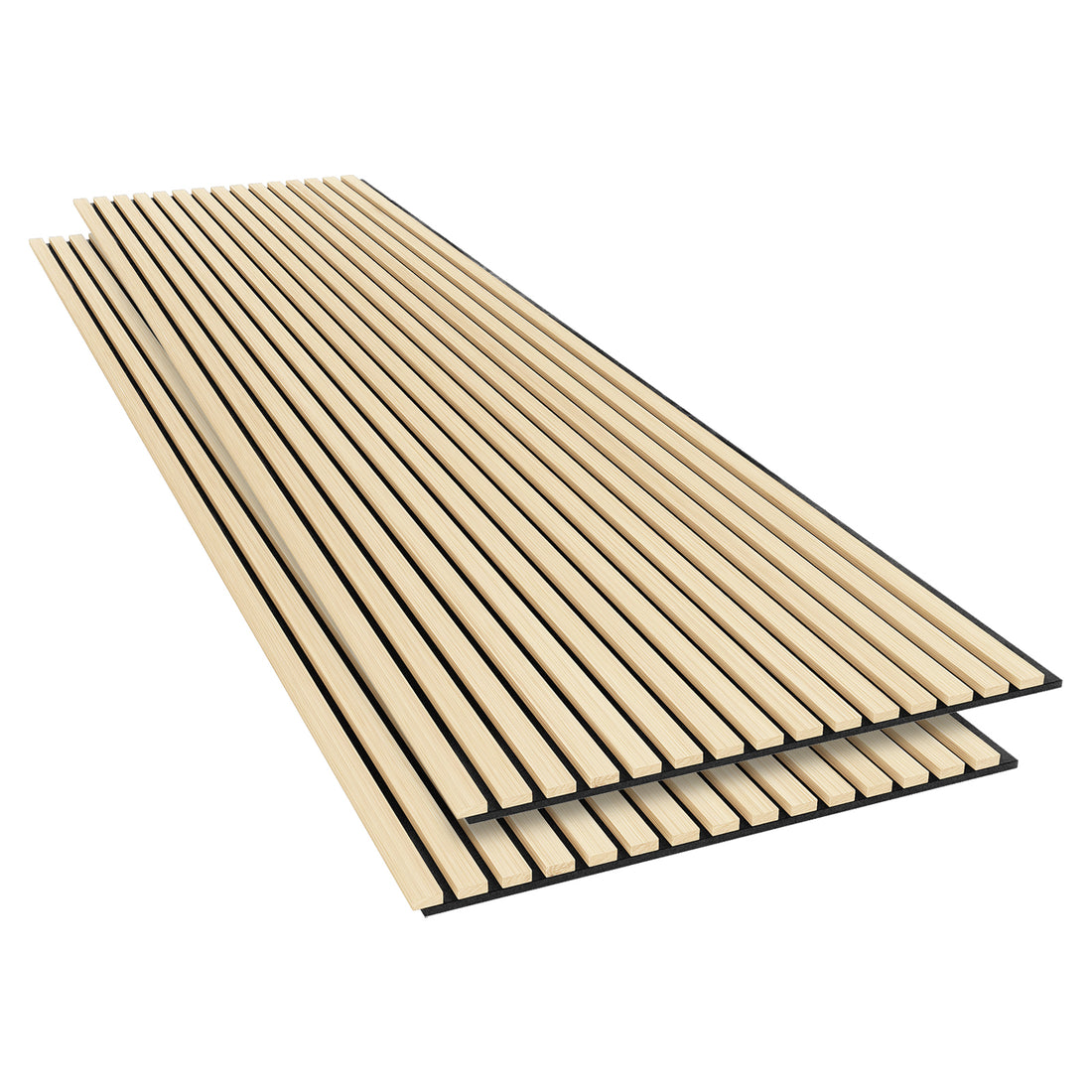 Agoran 240cm Acoustic Wood Slat Wall Panel - Set of 2 Oak, showcasing close-up of aligned wood slats, highlighting sleek, linear design for stylish and sound-reducing wall installation in home or office settings.