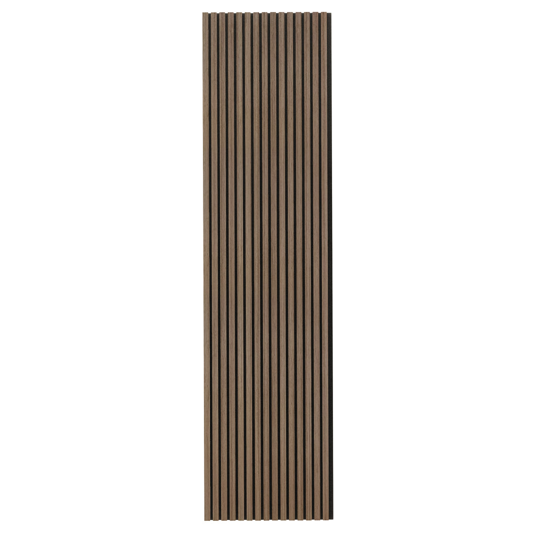 Agoran 240cm Acoustic Wood Slat Wall Panel - Set of 2 Teak, showcasing close-up of vertical wood slats with precise craftsmanship, highlighting the panel's sleek, modern design and acoustic enhancing features.