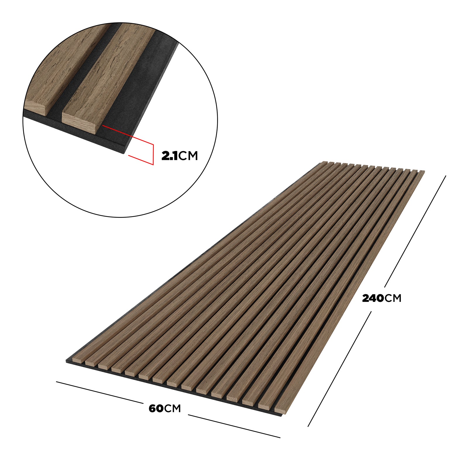 Agoran 240cm Acoustic Wood Slat Wall Panel - Set of 2 Teak, showcasing close-ups of smooth wooden slats, highlighting its modern design and acoustic benefits, perfect for enhancing room aesthetics and reducing noise.