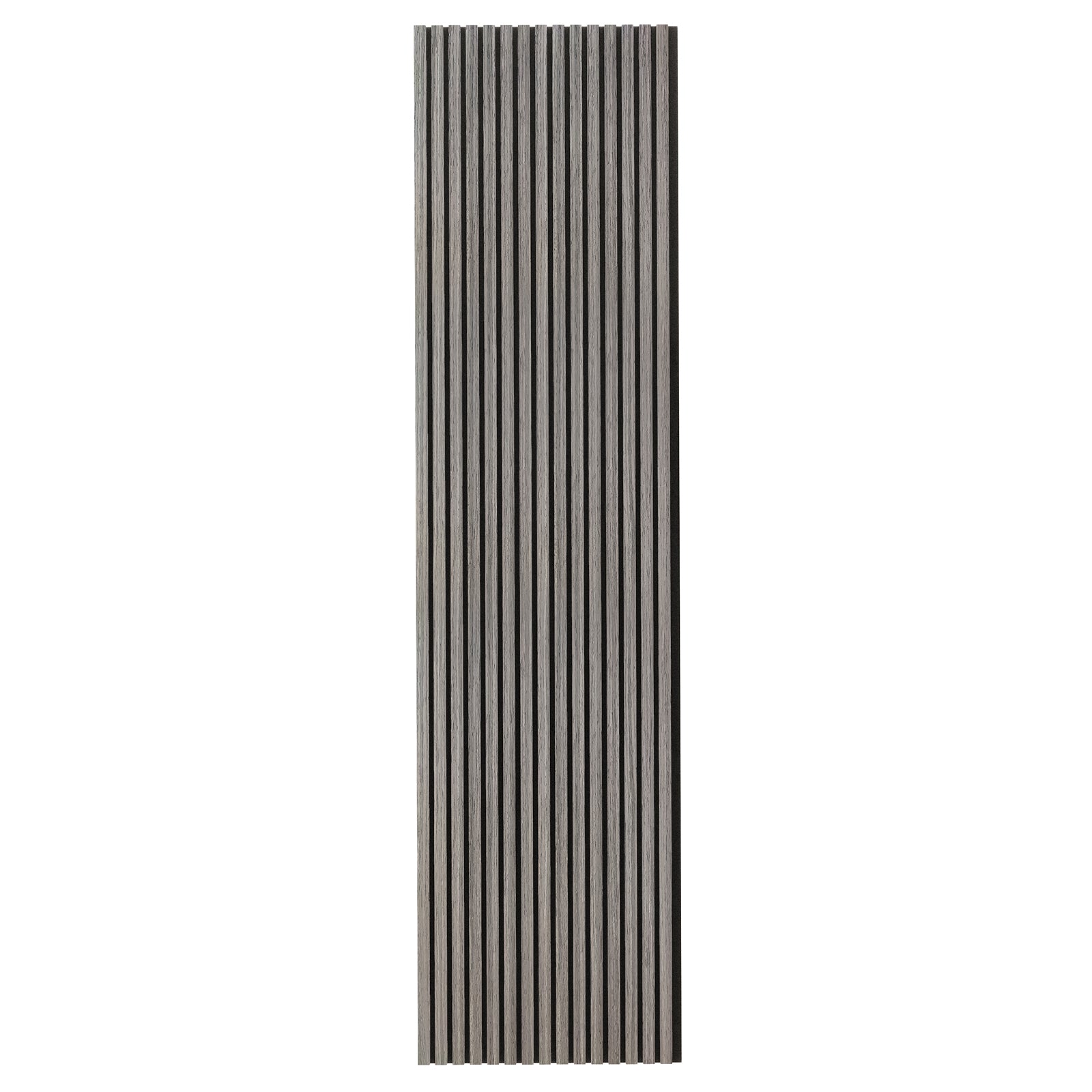 Close-up of the Agoran 270cm Acoustic Wood Slat Wall Panel Grey Oak, featuring sleek wood slats with a subtle texture, designed for noise reduction and modern elegance in any space.