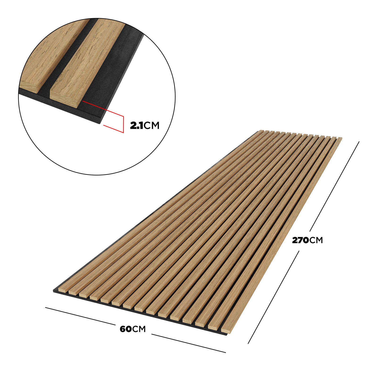 Close-up of Agoran 270cm Acoustic Wood Slat Wall Panel featuring sleek wood slats with a durable PET backing, designed to enhance acoustics and modernize any space with a sophisticated look.