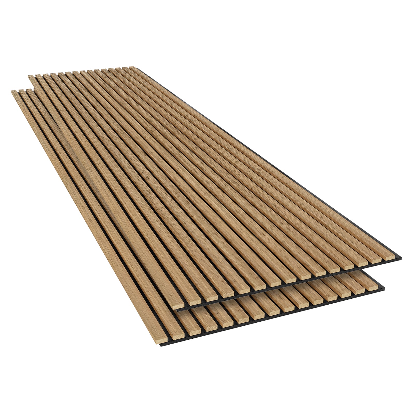 Agoran 270cm Acoustic Wood Slat Wall Panel - Set of 2, showcasing a stack of neatly aligned wooden slats, designed for stylish noise reduction and versatile installation in modern interiors.