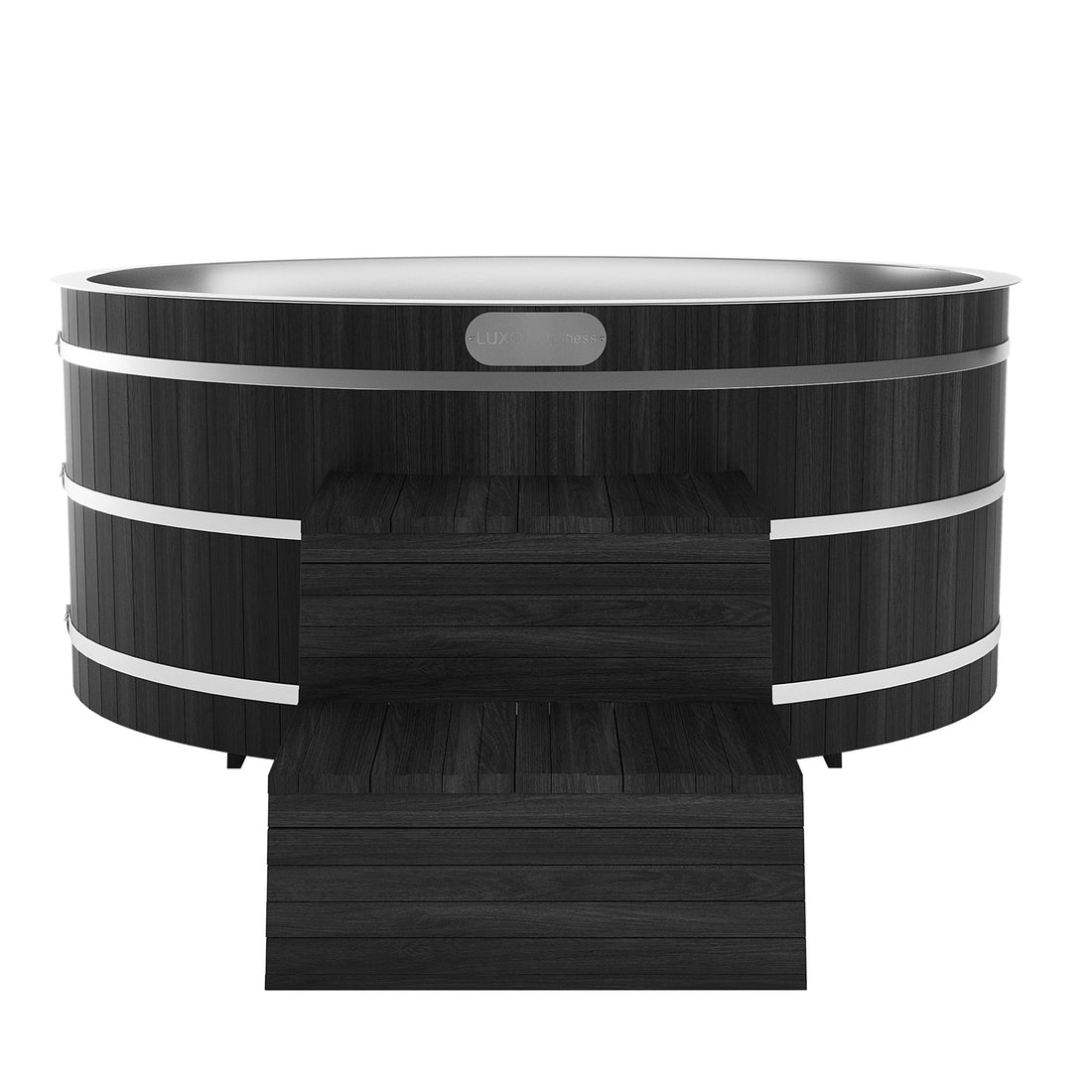 Denman 2-Person Ice Bath with 1.5HP Chiller - Canadian Hemlock Natural, featuring a sleek, sturdy design, visible wooden panels, and a robust chiller unit, ideal for effective cryotherapy sessions.