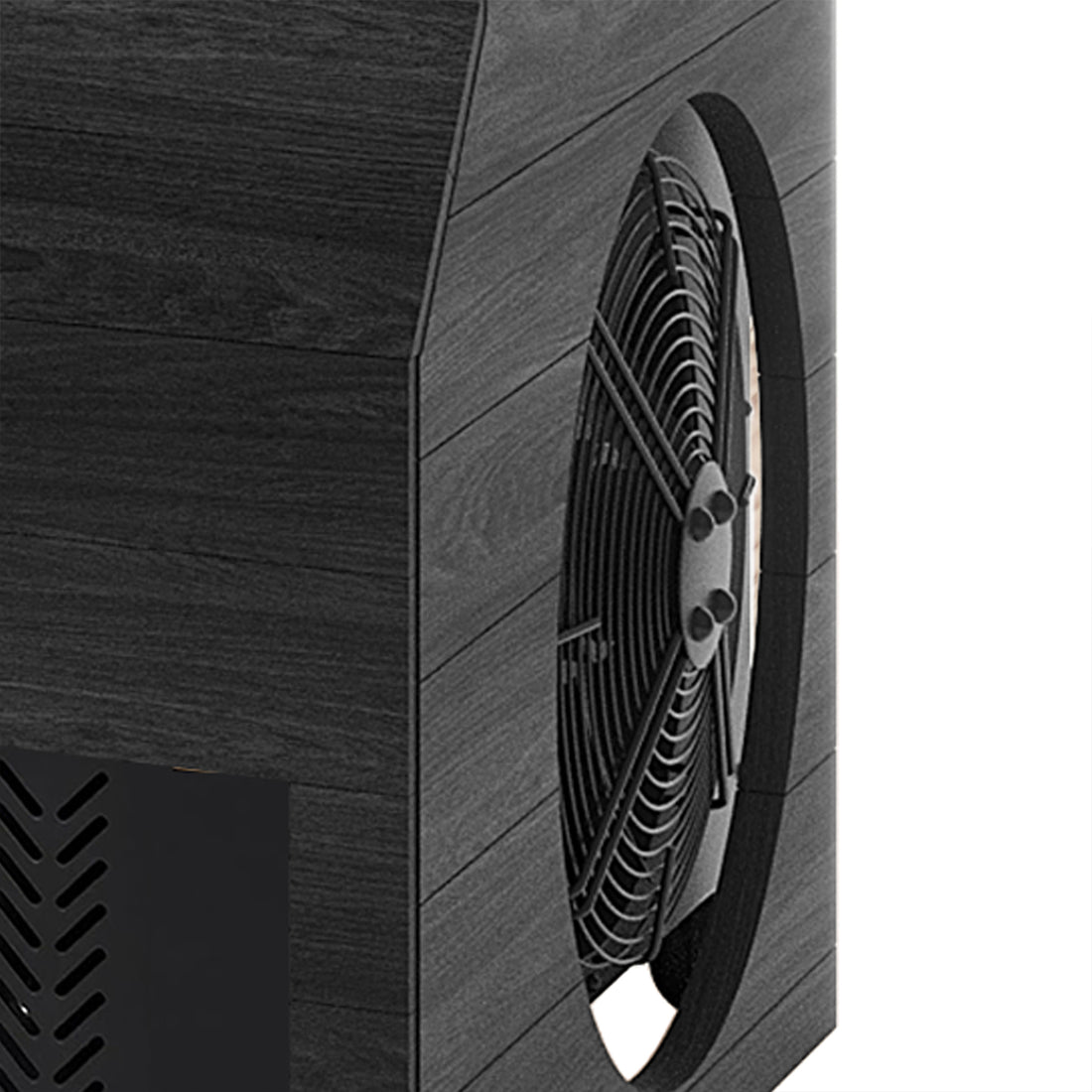 Denman 2-Person Ice Bath with 1.5HP Chiller, featuring a sleek black box design with a visible fan, showcasing its advanced functionality for efficient cryotherapy sessions.