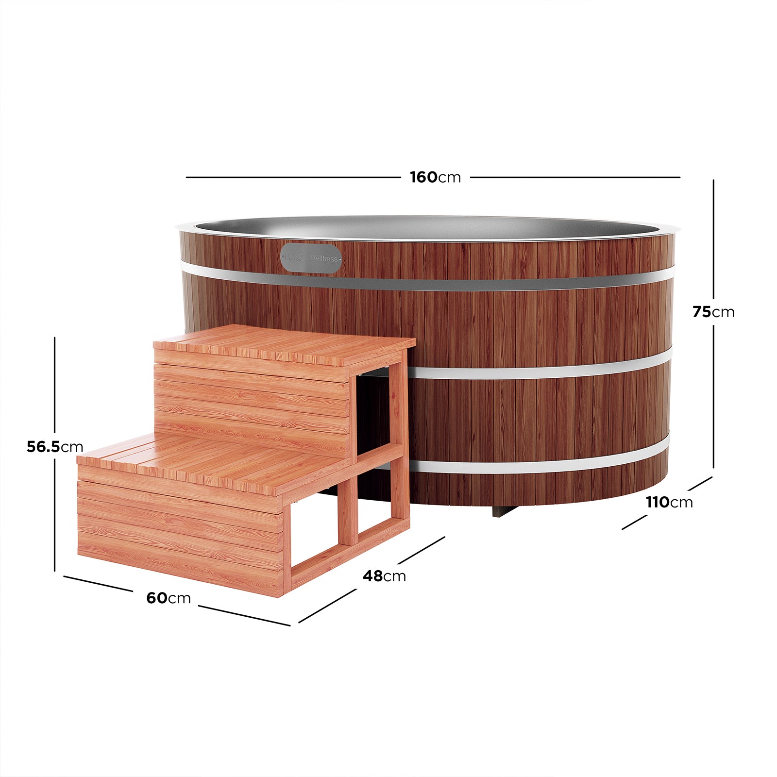 Denman 2-Person Ice Bath with 1.5HP Chiller - Red Cedar Natural features a wooden tub and chiller in a wooden box with a silver roof, emphasizing durability and aesthetic appeal.