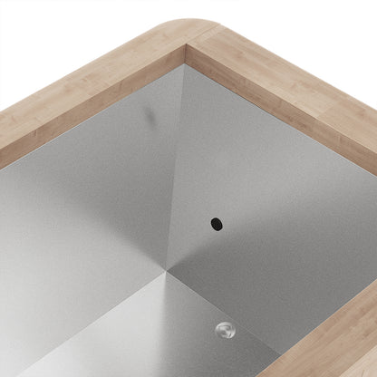 Lambert 2-Person 1HP Chiller Ice Bath - Canadian Hemlock, showcasing a sleek, circular design with a square wooden box base. Ideal for professional-grade cold therapy and muscle recovery.