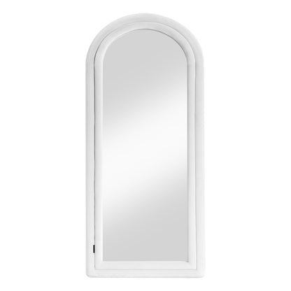 Auden 180cm Arch Full Length Mirror in Cream White features a rounded top with a slim frame, perfect for propping or hanging to provide a full reflection in any room.