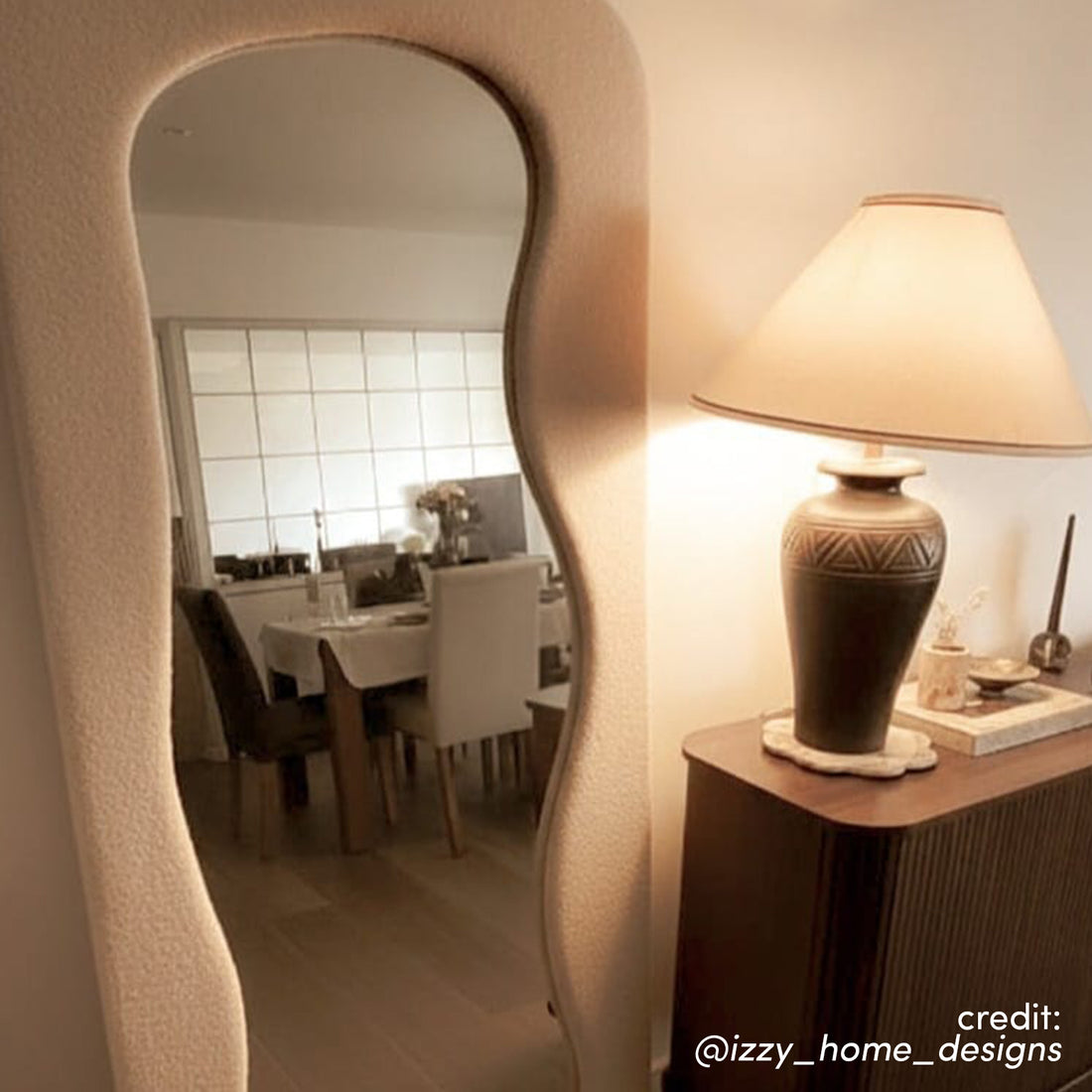 Sabrina 180cm Curved Full Length Mirror in Beige