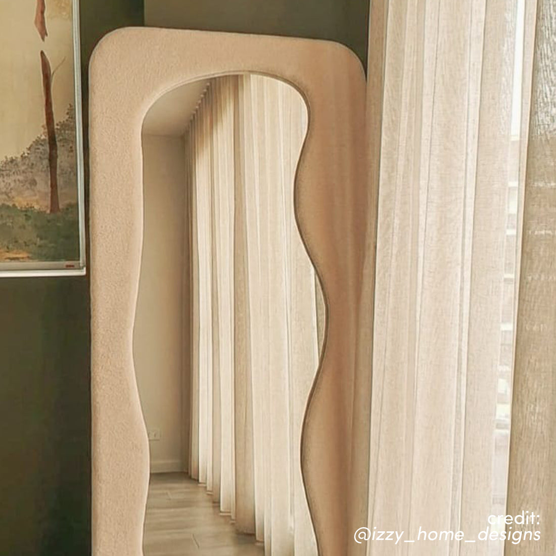 Sabrina 180cm Curved Full Length Mirror in Beige