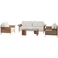 Avon 5-Seater Premium Aluminium Rattan Outdoor Lounge Set, featuring close-ups of the elegant rattan texture and sleek ceramic tabletop, highlighting its luxurious design and weather-resistant materials.
