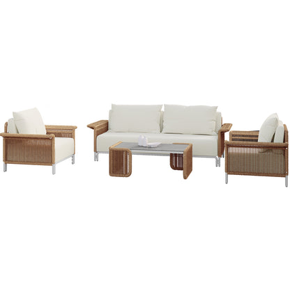 Avon 5-Seater Premium Aluminium Rattan Outdoor Lounge Set, featuring close-ups of the elegant rattan texture and sleek ceramic tabletop, highlighting its luxurious design and weather-resistant materials.