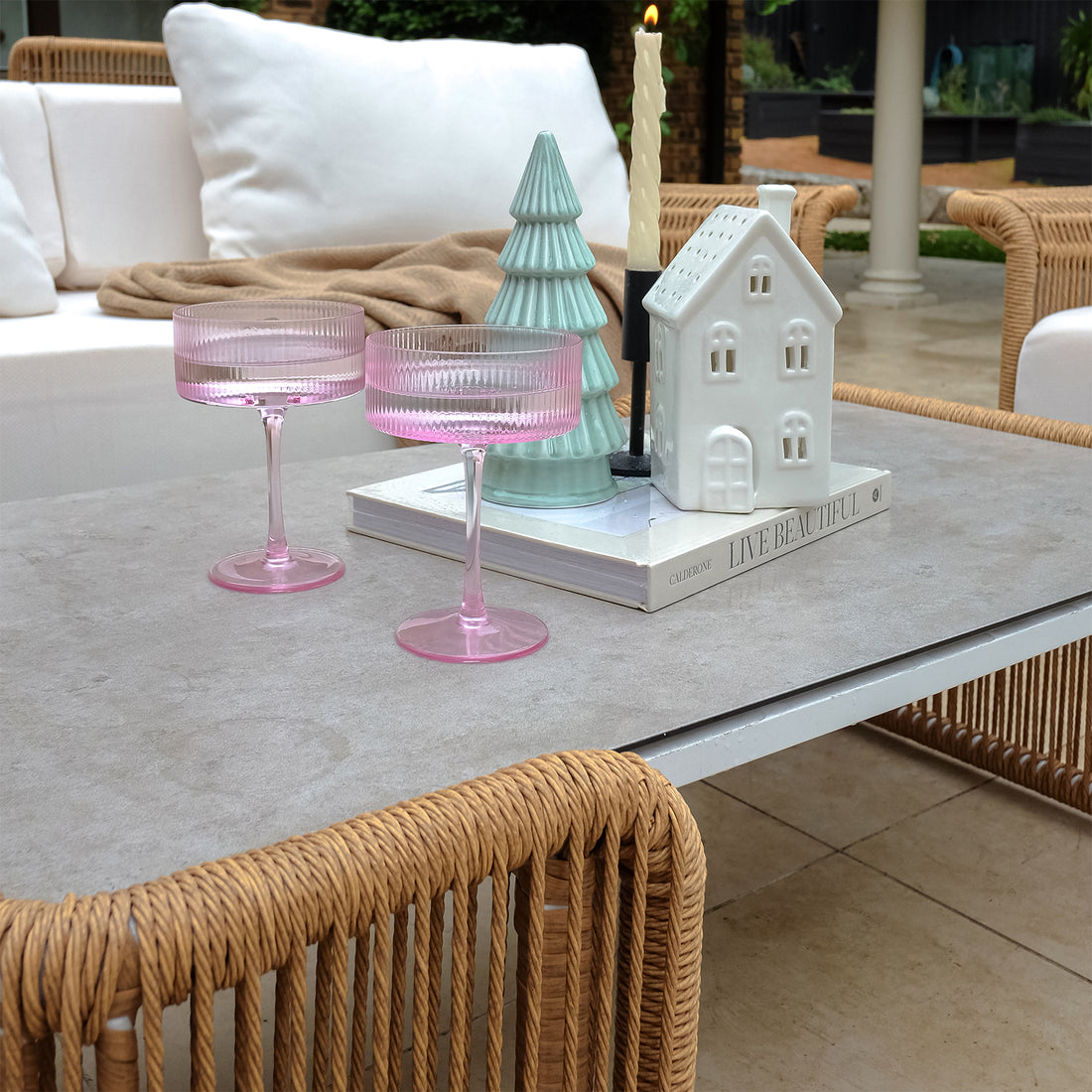 Avon 5-Seater Premium Aluminium Rattan Outdoor Lounge Set with a chic coffee table, showcasing its durable rattan and elegant design, perfect for enhancing any outdoor living space with style and comfort.