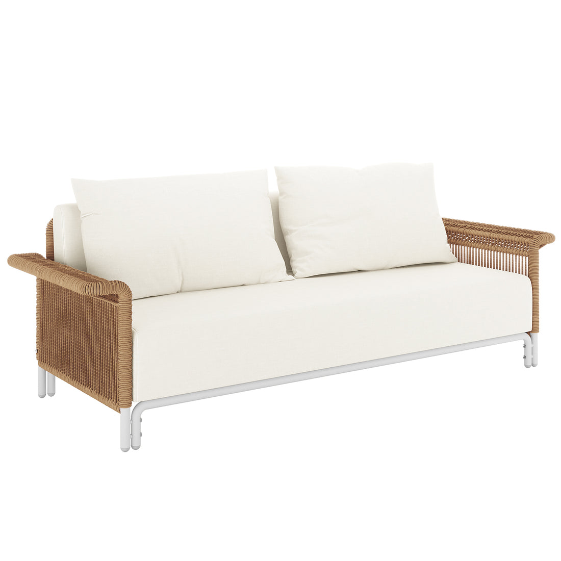 Avon 5-Seater Premium Aluminium Rattan Outdoor Lounge Set, featuring a close-up of plush cushions on a sleek rattan frame, showcasing the luxurious, weather-resistant design ideal for outdoor relaxation.