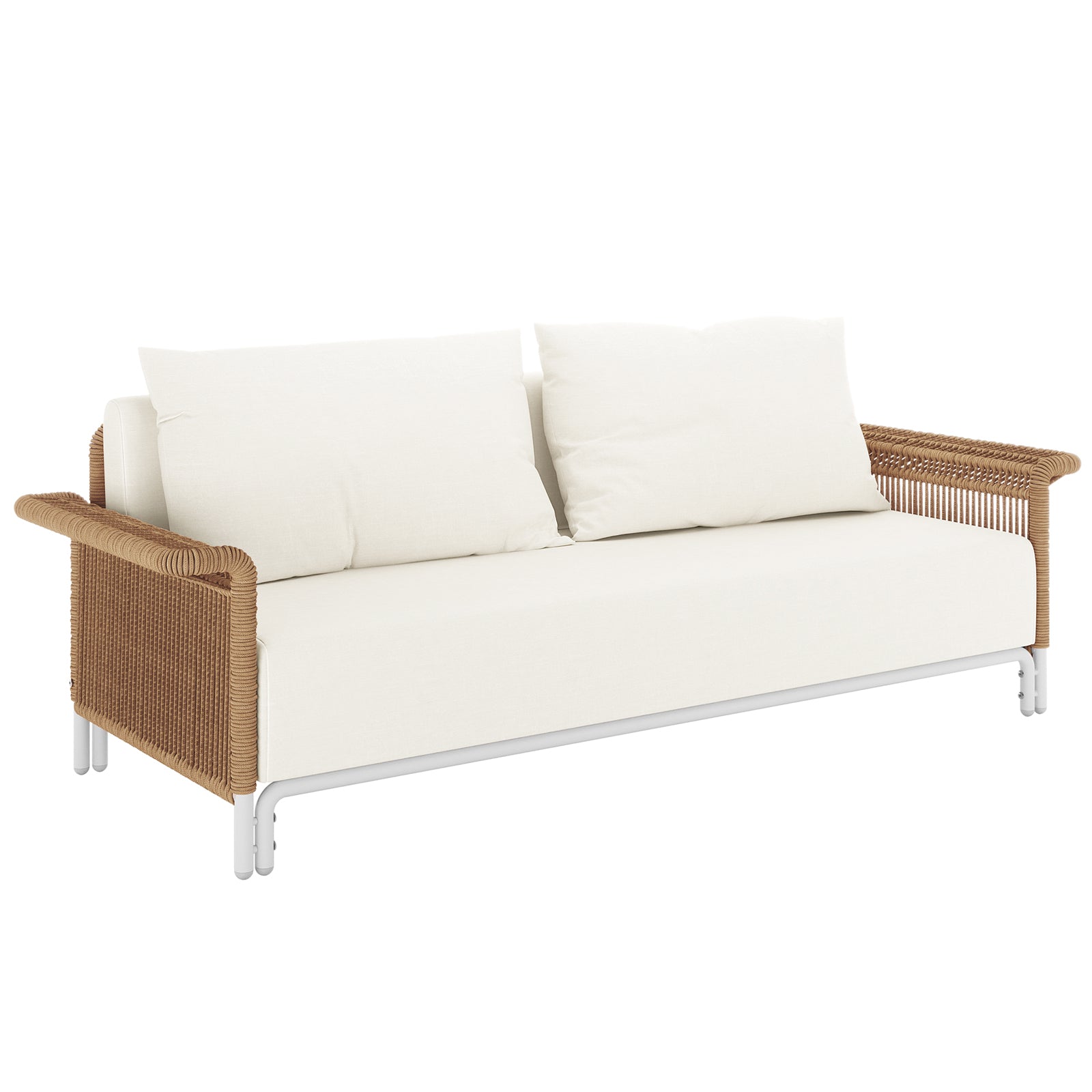 Avon 5-Seater Premium Aluminium Rattan Outdoor Lounge Set, featuring a close-up of plush cushions on a sleek rattan frame, showcasing the luxurious, weather-resistant design ideal for outdoor relaxation.