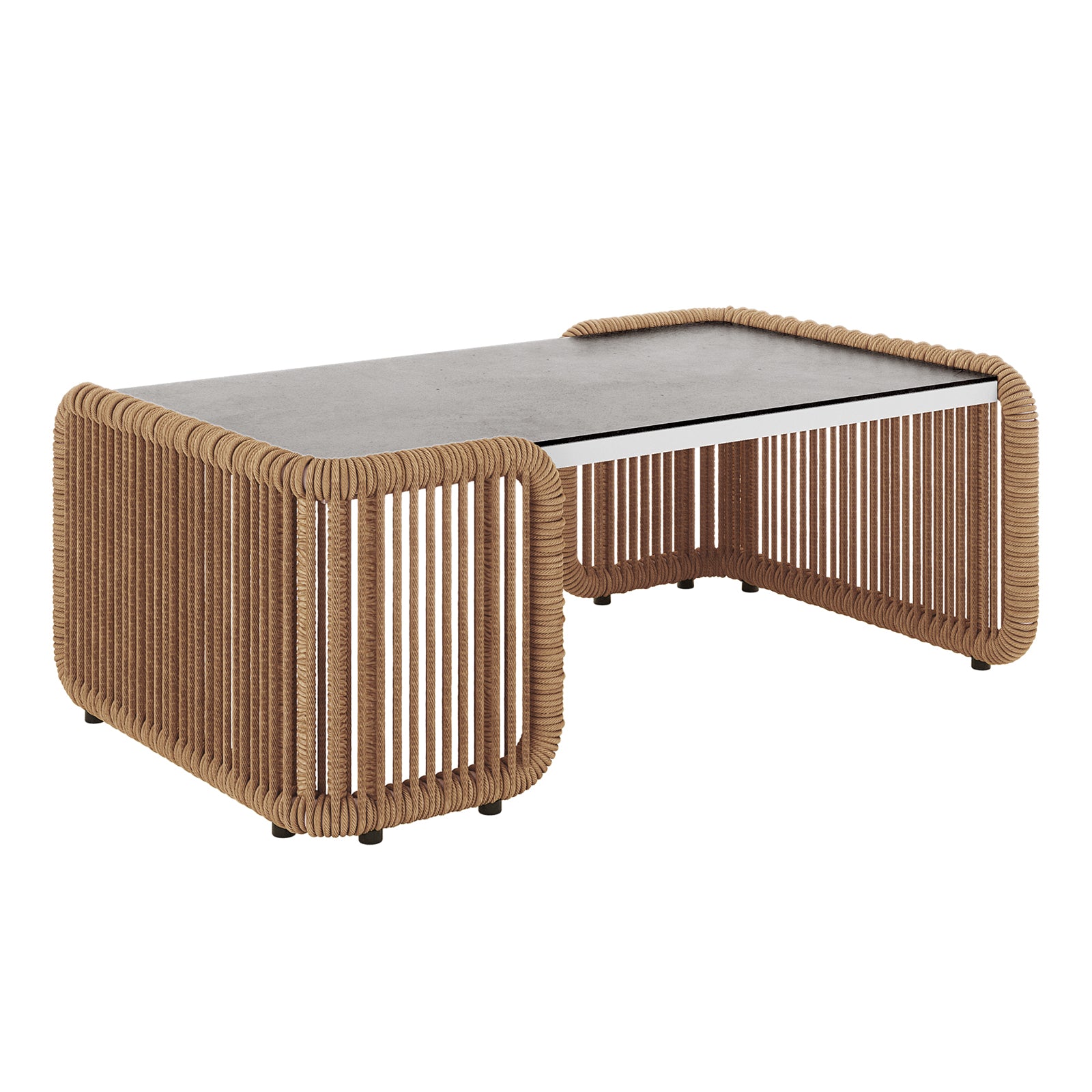 Avon 5-Seater Premium Aluminium Rattan Outdoor Lounge Set Cream White, showcasing close-up details of its durable rattan weave, aluminium frame, and elegant ceramic tabletop design, highlighting luxurious outdoor comfort and craftsmanship.