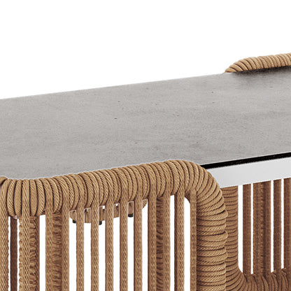 Avon 5-Seater Premium Aluminium Rattan Outdoor Lounge Set showcasing its durable rattan weave and sleek design, ideal for outdoor relaxation with a chic ceramic tabletop and plush cushions.