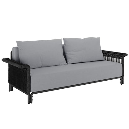 Avon 5-Seater Premium Aluminium Rattan Outdoor Lounge Set features plush cushions on a durable rattan and aluminium frame, showcasing a sleek design ideal for outdoor relaxation and social gatherings.